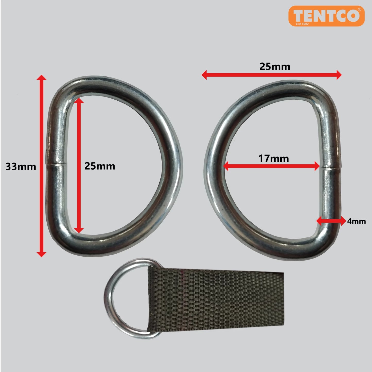 D-ring 25mm STEEL [5PC] - TENTCO TC055